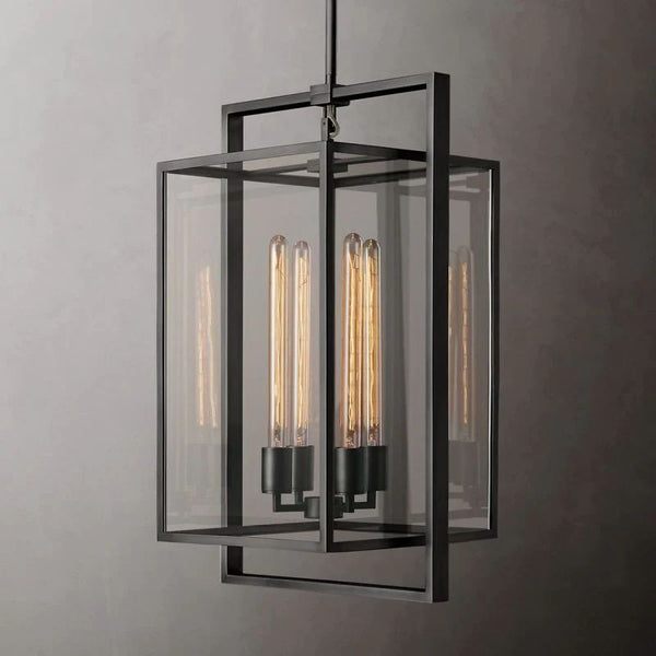 Beckman Glass Lantern Modern Island Pendant