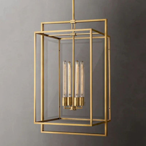 Beckman Glass Lantern Modern Island Pendant