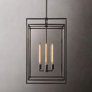 Beckman Glass Lantern Modern Island Pendant