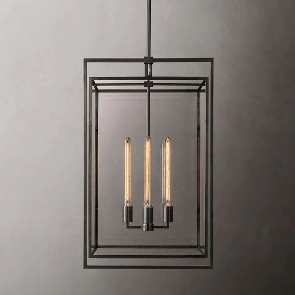 Beckman Glass Lantern Modern Island Pendant