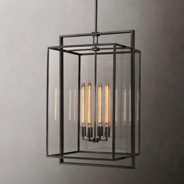 Beckman Glass Lantern Modern Island Pendant