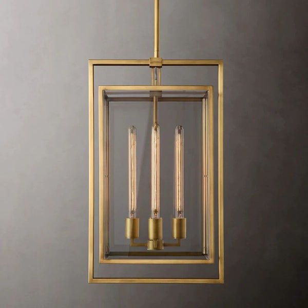 Beckman Glass Lantern Modern Island Pendant