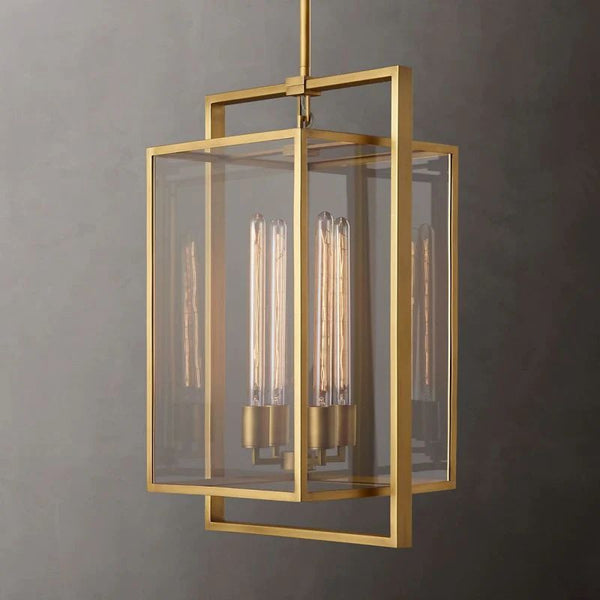 Beckman Glass Lantern Modern Island Pendant