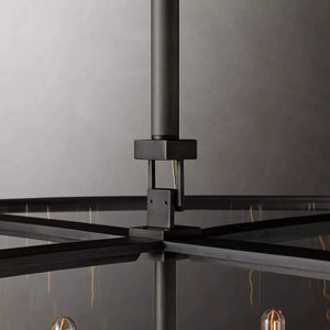 Beckman Glass Lantern Modern Round Dining Room Chandelier 55"