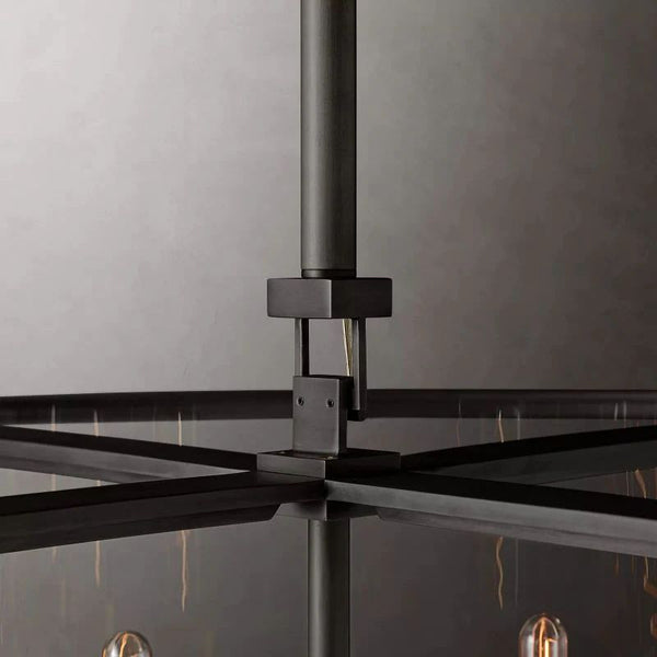 Beckman Glass Lantern Modern Round Dining Room Chandelier 55"