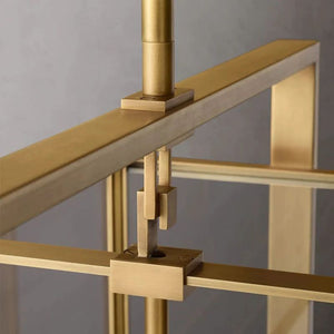 Beckman Glass Lantern Rectangular Dining Room Chandelier 54"