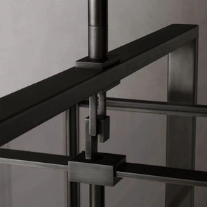 Beckman Glass Lantern Rectangular Dining Room Chandelier 54"