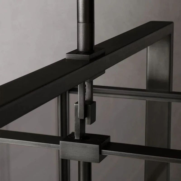 Beckman Glass Lantern Rectangular Dining Room Chandelier 54"