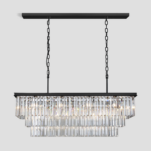 1920s Tedem 3-Tier Crystal Rectangular Chandelier