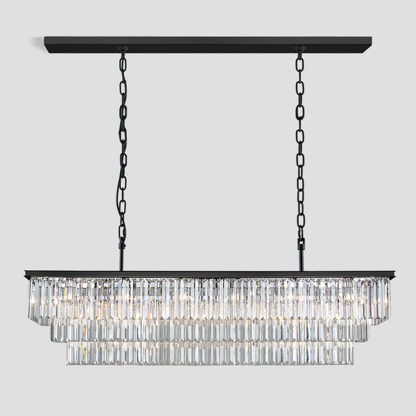 1920s Tedem 3-Tier Crystal Rectangular Chandelier