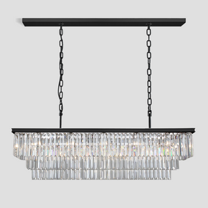 1920s Tedem 3-Tier Crystal Rectangular Chandelier