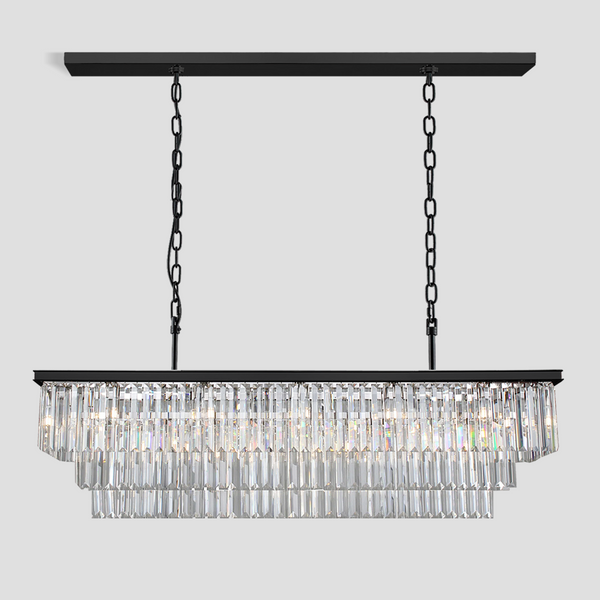 1920s Tedem 3-Tier Crystal Rectangular Chandelier
