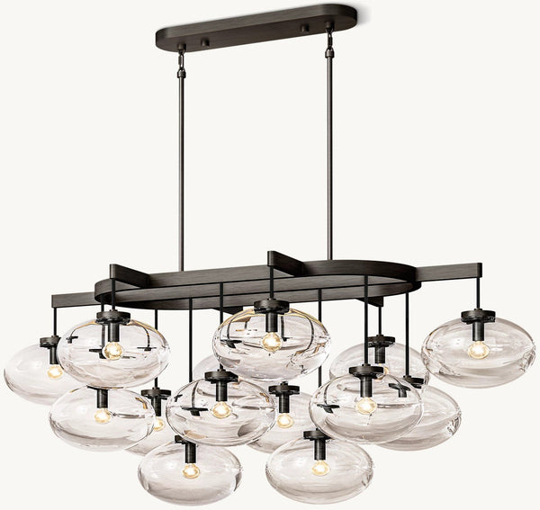 Cabrette Clear Glass Linear Chandelier 54"