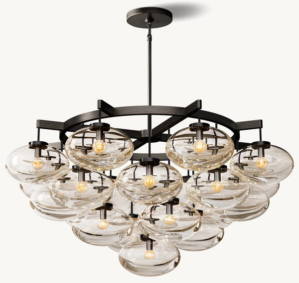 Cabrette Clear Glass Round Chandelier 48"