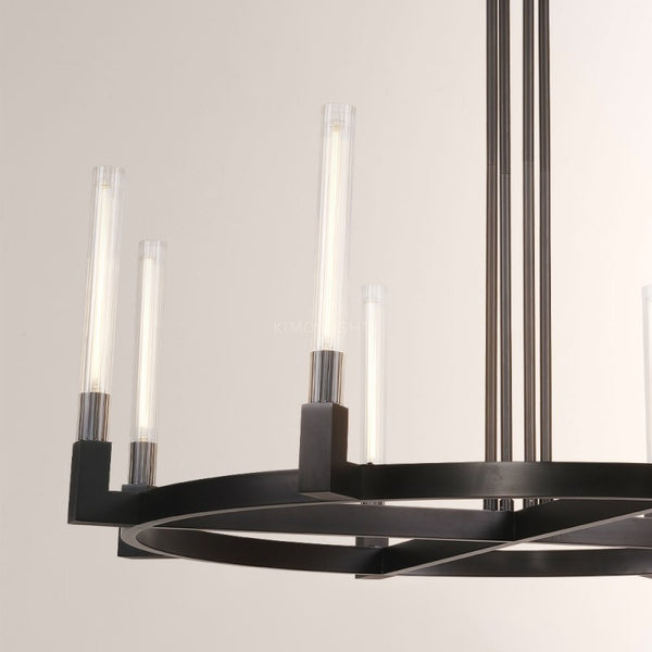 Cannele Glass Round Living Room Chandelier 48"