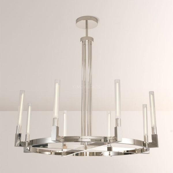 Cannele Glass Round Living Room Chandelier 48"