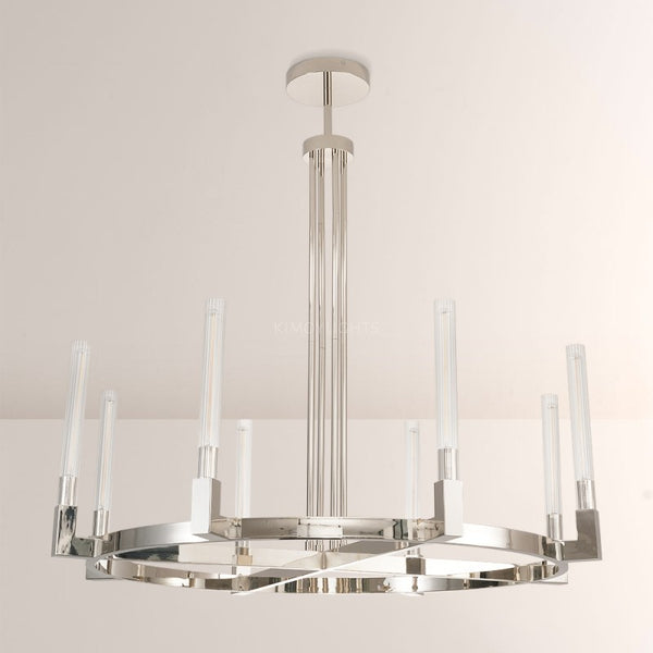 Cannele Glass Round Living Room Chandelier 48"