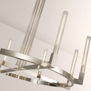 Cannele Glass Round Living Room Chandelier 48"