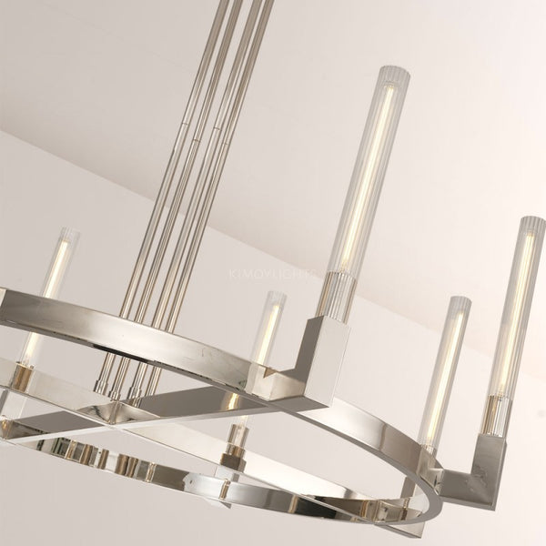 Cannele Glass Round Living Room Chandelier 48"