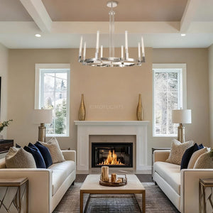 Cannele Glass Round Living Room Chandelier 48"