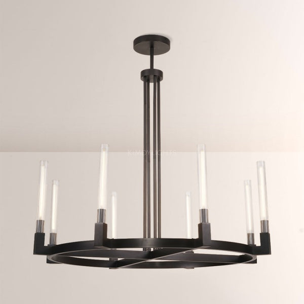 Cannele Glass Round Living Room Chandelier 48"