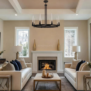 Cannele Glass Round Living Room Chandelier 48"