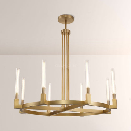 Cannele Glass Round Living Room Chandelier 48"