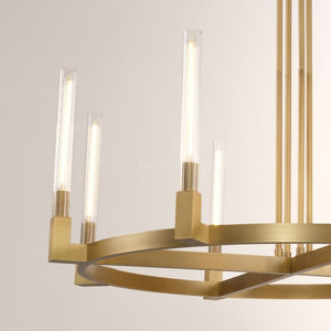 Cannele Glass Round Living Room Chandelier 48"