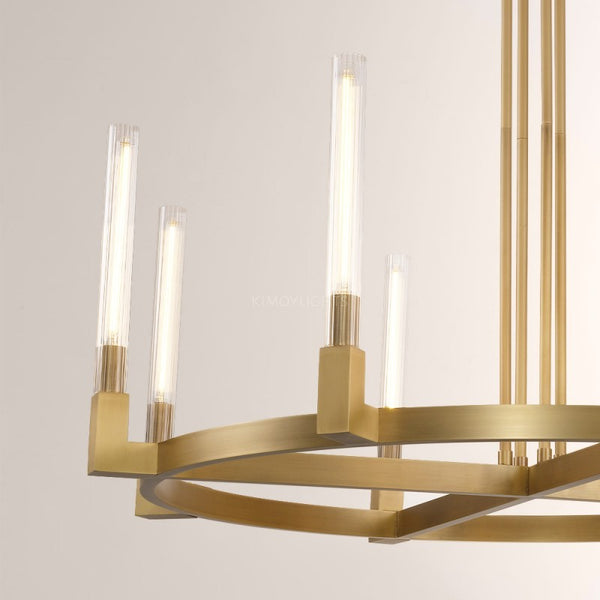 Cannele Glass Round Living Room Chandelier 48"