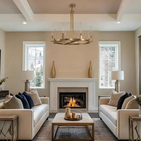 Cannele Glass Round Living Room Chandelier 48"