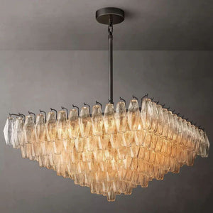 Chiara Clear Glass Square Chandelier 32" For Living Room