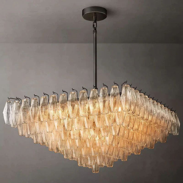 Chiara Clear Glass Square Chandelier 32" For Living Room