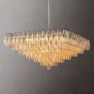 Chiara Clear Glass Square Chandelier 32" For Living Room