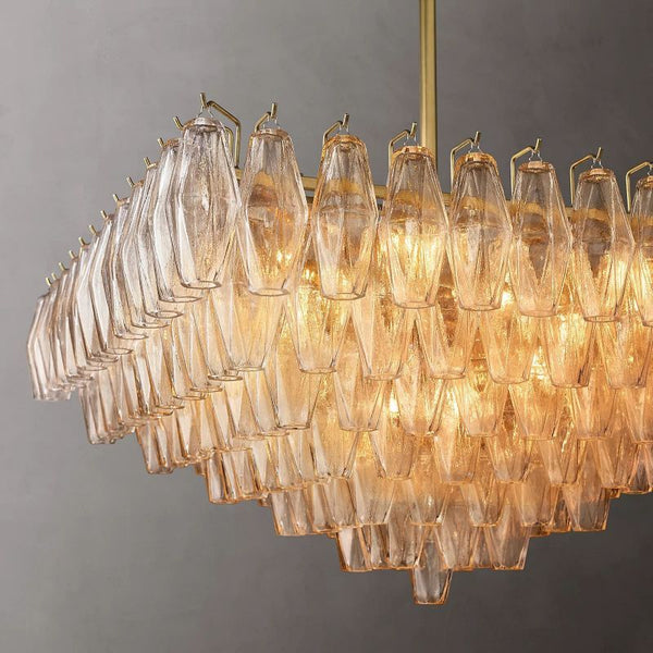 Chiara Clear Glass Square Chandelier 32" For Living Room