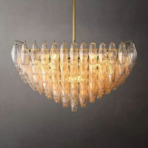Chiara Clear Glass Square Chandelier 32" For Living Room