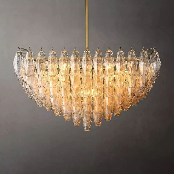 Chiara Clear Glass Square Chandelier 32" For Living Room