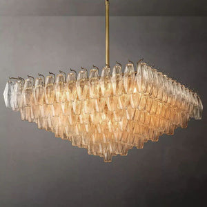 Chiara Clear Glass Square Chandelier 32" For Living Room