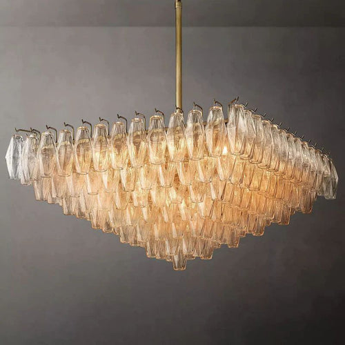 Chiara Clear Glass Square Chandelier 32" For Living Room