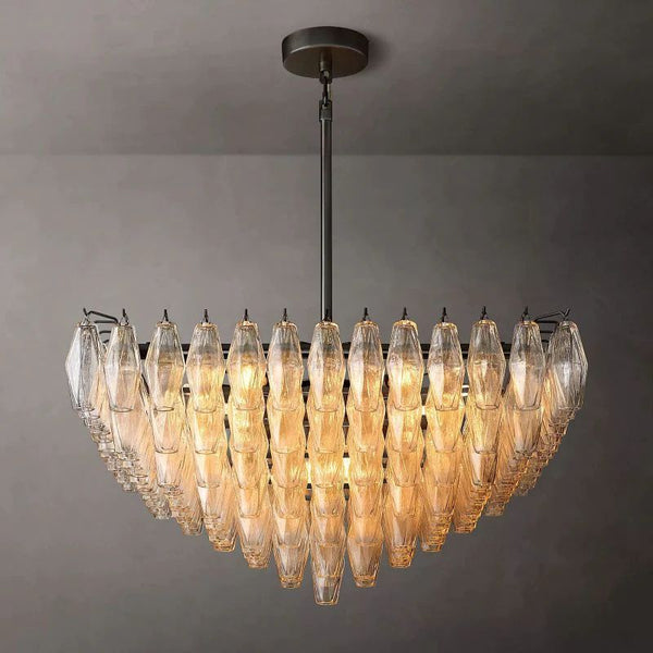 Chiara Clear Glass Square Chandelier 32" For Living Room