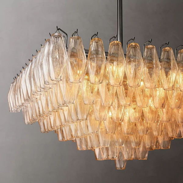Chiara Clear Glass Square Chandelier 32" For Living Room