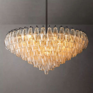 Chiara Clear Glass Tiered Round Chandelier 37" For Living Room