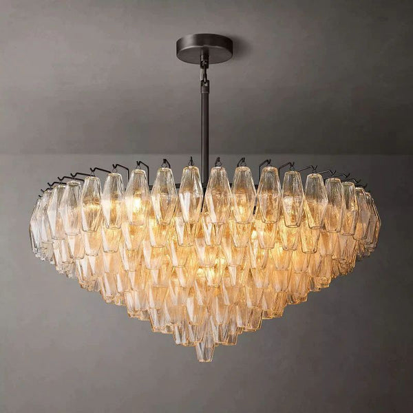 Chiara Clear Glass Tiered Round Chandelier 37" For Living Room