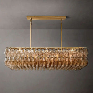 Chiara Glass Rectangular Chandelier 54" For Living Room