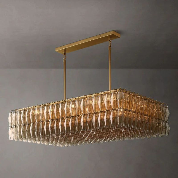 Chiara Glass Rectangular Chandelier 54" For Living Room