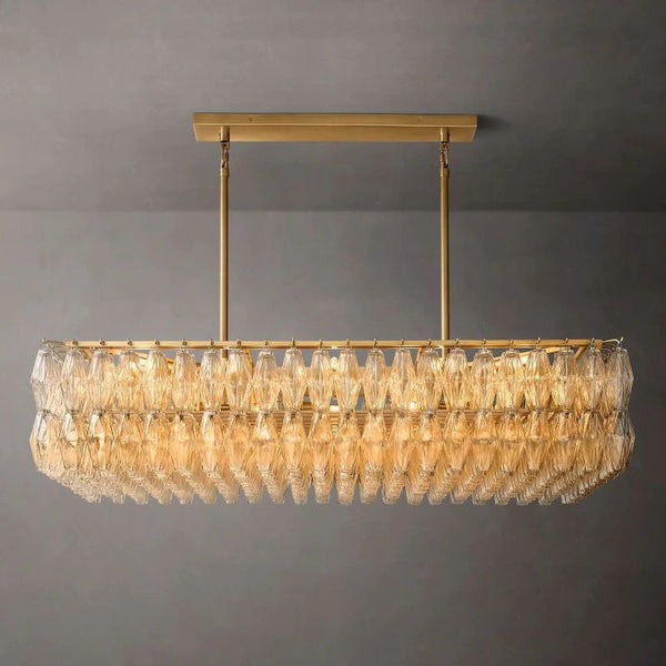 Chiara Glass Rectangular Chandelier 54" For Living Room