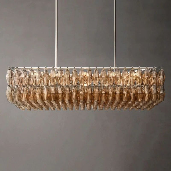 Chiara Glass Rectangular Chandelier 54" For Living Room