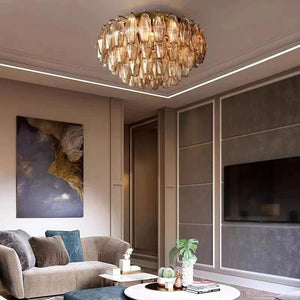 Chiara Smoke Glass Flushmount 22"