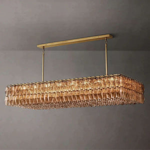 Chiara Smoke Glass Rectangular Chandelier 74" For Living Room