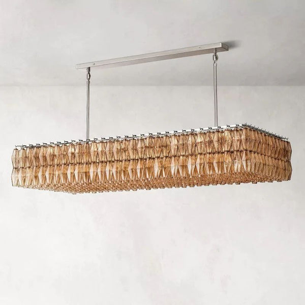 Chiara Smoke Glass Rectangular Chandelier 74" For Living Room