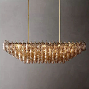 Chiara Smoke Glass Tiered Rectangular Chandelier 54" For Living Room